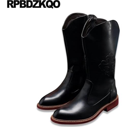 Designer autumn fashion red shoes men black pointed toe zipper knee high fall waterproof 2019 mens leather tall boots outdoor
