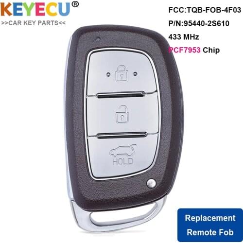 KEYECU Smart Proximity Remote Car Key for Hyundai iX35 Tucson 2013 2014 2015 Fob 3 Button - 433MHz - PCF7953 Chip - 95440-2S610
