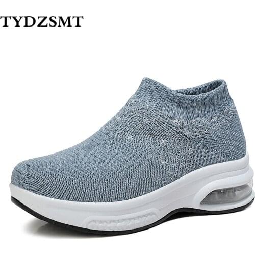 TYDZSMT New Loafers Shoes Women Girl Autumn Causal Pink Breathable Sneakers Bling Womens Flying Weaving Student Running Shoes