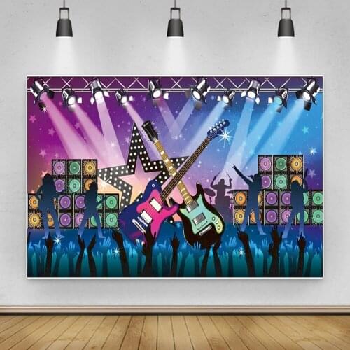 Laeacco Glitters Stage Photography Backdrops For Birthday Party Portrait Music Gitar Star Photography Backgrounds For Photozone