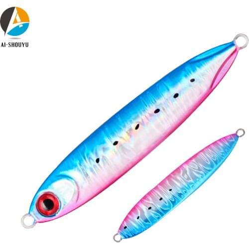 AI-SHOUYU Metal Jig Spoon Lure 30g 40g 60g Jigging Lead Fish Sea Bass Fishing Lure Artificial Bait Lead Minnow Lure
