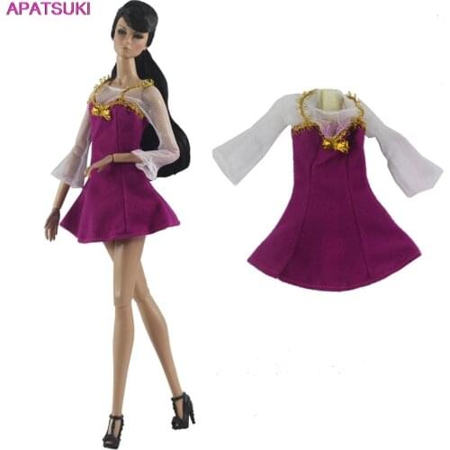 Fushia Fashion Doll Dress for Barbie Doll Clothes Short Dresses Dolls Outfits For 11.5" BJD Kid Toys 1/6 Accessories