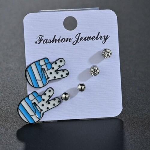 Korean Style Fashion Trend Lucky Hand Yeah Stud Earrings Set For Women Cute Girl Jewelry Accessories Gifts