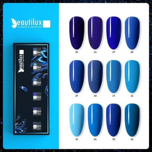 Beautilux Nail Gel Polish Kit Blue Color Collection Gels Set Semi Permanent Nail Polish Lacquer UV LED Varnish Lot 10ml*6pcs