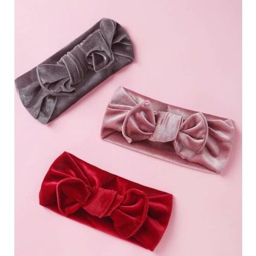 Baby Headband Velvet Girls Bows Headbands For Children Wide Turban Pleated Headwrap Newborn bow infant Hair Accessories