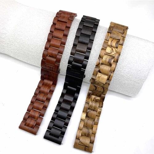 Solid wood material watchband strap 22mm 20mm for Samsung Gear sport S2 S3 s4 Frontier Band amazfit bip Pebble fitbit versa moto