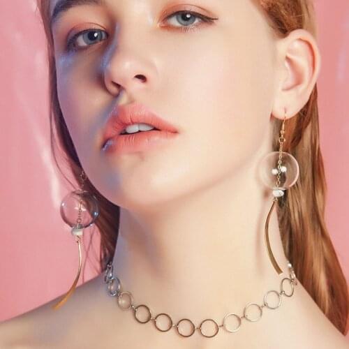 Original Design 20MM Handmade Blown Glass Ball Dangle Earrings For Women 2019 Unique Bubble Drop Earrings Super Long Earrings