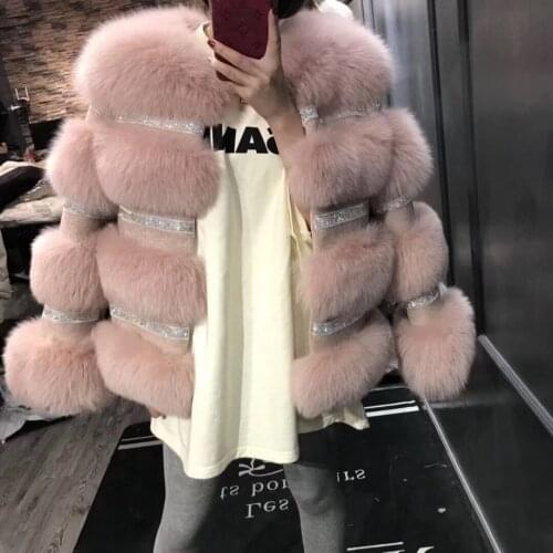OFTBUY 2021 New Fashion Real Fur Coat Winter Jacket Women Natural Fox Fur Diamonds Thick Warm Outerwear Streetwear Luxury Brand