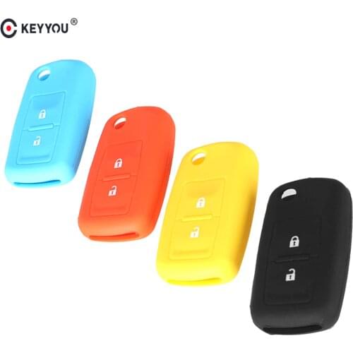 KEYYOU 2 Button Silicone Flip Remote Car Key Shell Fob Case For Vw Volkswagen MK4 Seat Altea Alhambra Ibiza Polo T5 Passat