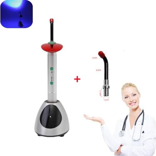 Dental LED Curing Light Lamp Resin Wireless Cordless Orthodontic D8 with Rechargeable Power Fiber Rod Tip CE
