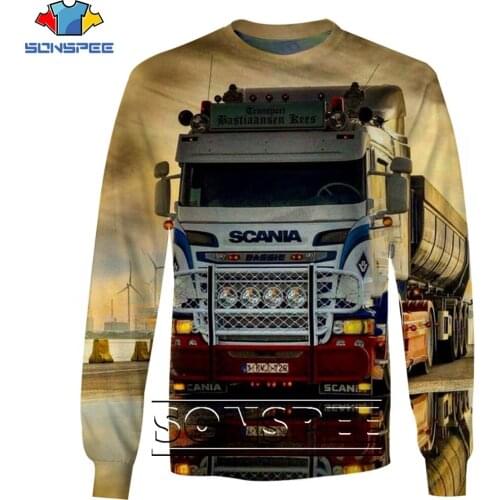 SONSPEE 3D Printed Sweatshirt Heavy Truck Casual Fashion Loose Round Neck Men/women Punk Power Hip Hop Trend Harajuku Style