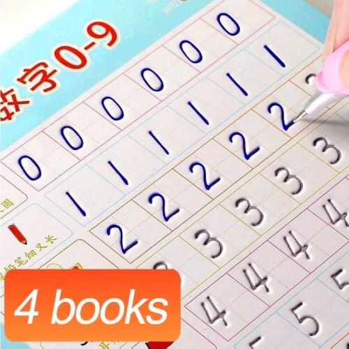 Reusable Children 3D Copybook Calligraphy Numbers 0-100 Handwriting Books Learning Math English Writing Practice Book For kids