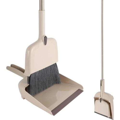 BOOMJOY Angle Broom and Dustpan Set with Long Handle and Telescopic Bristle 54in Without Bending Suit for Kitchen and Home