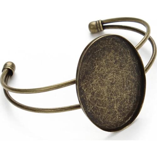 High Quality 1 pcs Bracelet Case 40*30mm Oval Bangle Blanks Trays bezel Bronze Color Cabochon Base Cameo Bracelet Blank F3082
