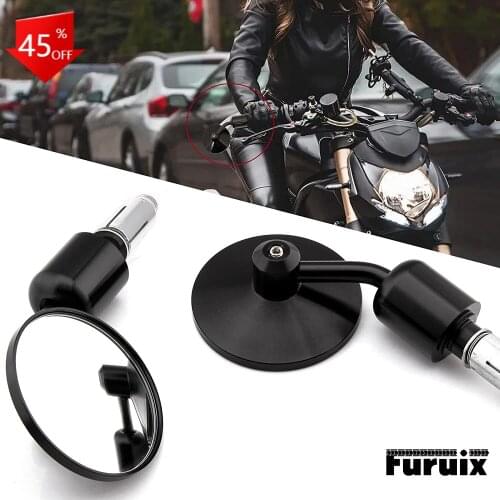 Motorcycle Rearview Mirror Standard Hollow Round Black Side Compatible Touring Cruiser Cafe Racing Tracker Street Sports Bike