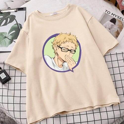Anime Haikyuu Women Manga Tshirts Fly High School Tshirt Round Neck Tops Oversized T Shirts Short Sleeve Tee Camisetas Mujer