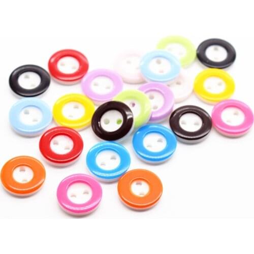 1000pcs 12.5mm Mixed Round Circles Resin 2 Holes Buttons Sewing Dress Shiny Button For Scrapbooking