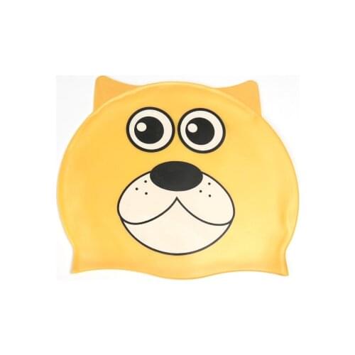 2020 Kids Bear Printed Silicone Cartoon Swimming Cap Swim Pool Beach Protect Ears Hair Bathing Hat For Boys Girls Cute Swim Cap