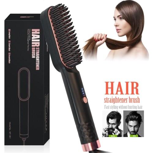 3 Speed Hair Straightener Brush Profissional Hot Combs Anti-scalding PTC Ceramic Hair Curler Multifunctional Electric Heated
