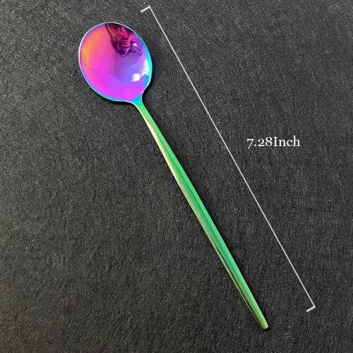 4Pcs Tea Coffee Spoon Rainbow Stainless Steel Mini Spoons Gold Honey Dessert Scoop Table Small Dinnerware for party Kit Tools