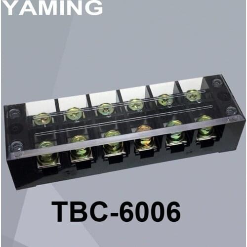 5pcs/lot TBC-6006 TB-606 60A/6P Connection Terminal Block Strip Dual Row screw barrier fixing block ( Copper )