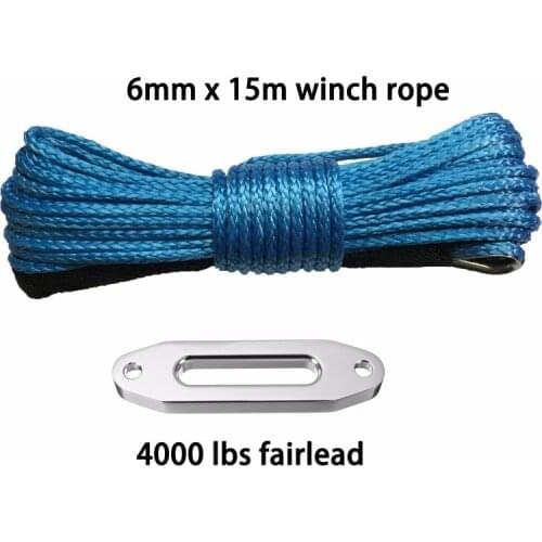 Free Shipping 6mm*15m With 4000lbs Fairlead ATV Winch Line,Off Road Rope,Synthetic Winch Rope 6mm,Boat Winch Cable,UTV Winch Acc