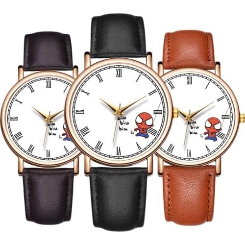 Disney Cartoons Marvel Spiderman Boy watch child Casual lovely Superhero Quartz Watch Student leather watch birthday present