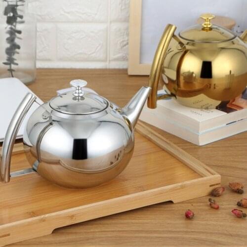 Silver Gold Colors 1.5L/2L Teapots Stainless Steel Water Kettle Hotel Tea Pot with Filter Hotel Coffee Pot Restaurant Tea Kettle