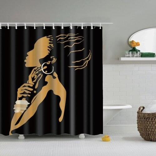 Dafield Black Girl Curtains African American Women Anti-Mildew Get Naked Afro With Hooks