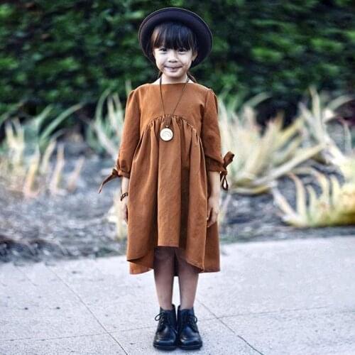 Childrens skirt summer baby girl solid color dress baby bow sleeve pleated skirt kids dresses for girls