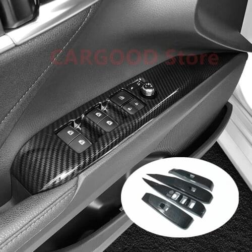 For Toyota Camry 2018 2019 ABS Carbon fibre Car Door Window glass Lift Control Switch Panel Cover Trim Car Styling Accessories