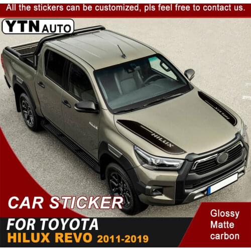 For Toyota Hilux Revo 2011-2016 2017 2018 2019 Bonnet Hood Scoop Car Stickers Stripe Graphic Vinyl Car Decals Car Accessories