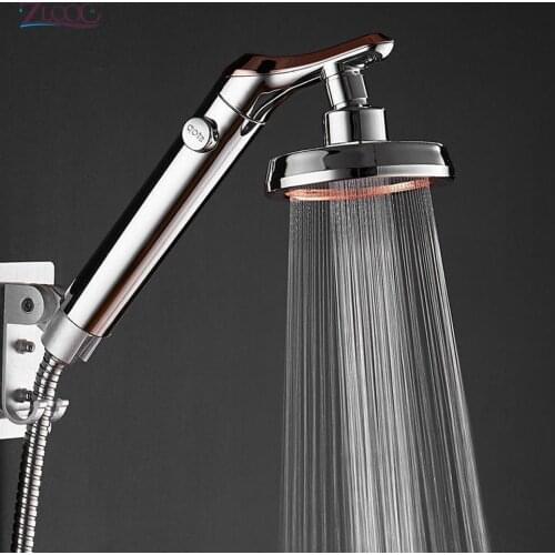 Zloog Bathroom Rainfall Shower Head High Pressure Water Saving Stop Button Water Rain Shower Heads