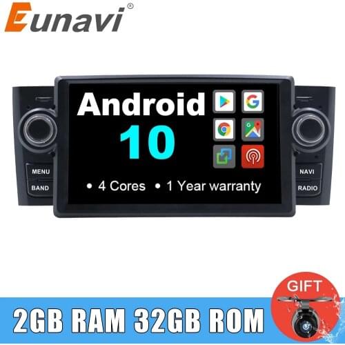 Eunavi 7'' 1 Din Car radio stereo Multimedia Android 10 gps player For Fiat/Grande/Punto/Linea 2007-2012 navigation headunit