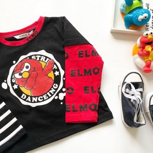 Tonytaobaby Boys Spring Cartoon Cute Long Sleeve Cotton Fake Two Color Matching T-shirt Fashion Personality