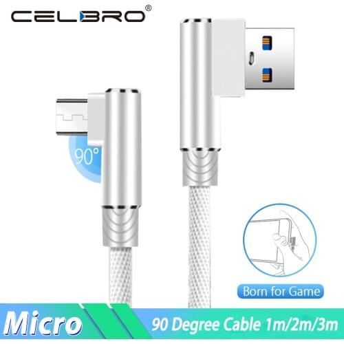 2.4A Micro Usb Cable 90 Degree Right Angle Micro-usb Fast Charging Cable 3m 2m Microusb for Xiaomi Redmi 7 7A Huawei Y8s/Y6p/Y5p