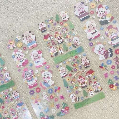 Korean Ins Cute Cartoon Deco Stickers DIY Scrapbooking Idol Card Couple Gift Kawaii Stationery Decorative Sticker