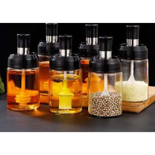 Spoon cover one seasoning pot set pepper powder salt pot kitchen glass seasoning bottle seasoning box sugar bowl honey pot