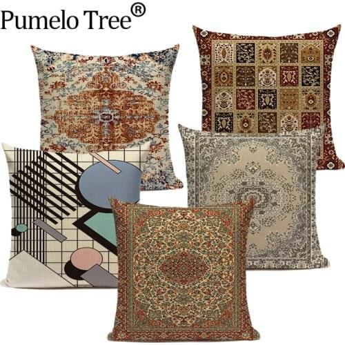 Morocco Plaid Pillow Case Decor Vintage Stitching Cushion Cover Pillowcase for Sofa Care Home Bedroom 45x45cm Funda Cojines