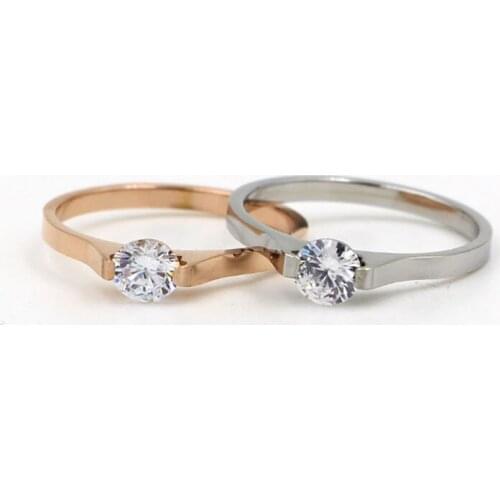 Martick 1 Carat Ring 316L Stainless Steel With Shining Clear CZ Ring For Woman Wedding Ring Jewelry R37