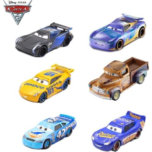 1:55 Disney Pixar Cars 3 Diecast Metal Storm Jackson Lighting McQueen Smokey Alloy Car Toys Kids Christmas Birthdays Gift