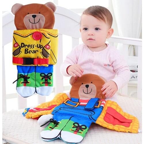 Little Bearwear Dress Zipper Button 3D Cloth Book Baby Multifunctional Early Education Puzzle Shoes Lace Up Toy