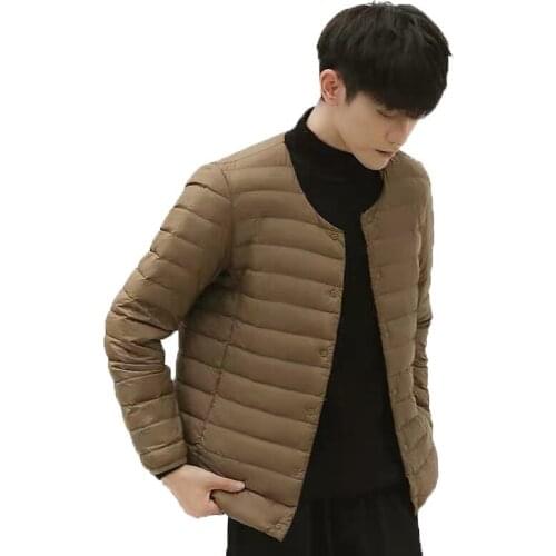 Two Wear Autumn Winter Men O-Neck Down Coat Ultra Light White Duck Down Jacket Parkas Male Thin Short Outwear Plus Size 3XL 2077