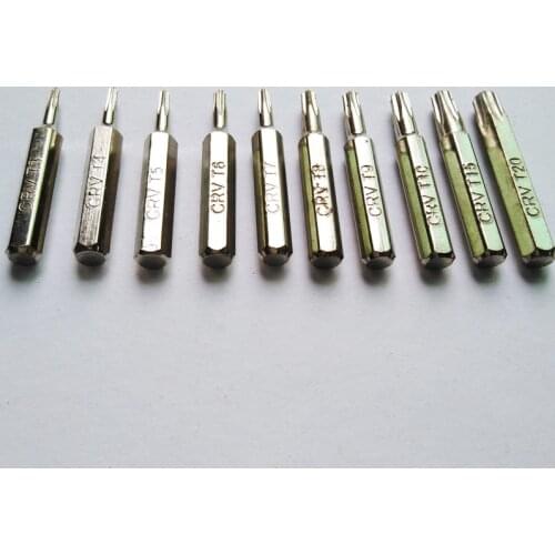 10-Piece Chrome Vanadium Steel Torx Bit Driver Set Includes T3,T4,T5,T6,T7,T8,T9,T10,T15,T20