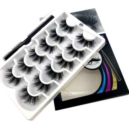 6 pair eyelashes set No glue Easy to wear Natural long 3D Eye Lashes Sticky Eyeliner Mascara Set Self-adhesive Eyelash Extension