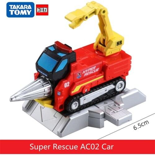 Original Tomy Mini Super Rescue Ac02 Excavator Car Model Alloy Metal Diecast Miniature Model Kit Gift Collectibles Toys 399773