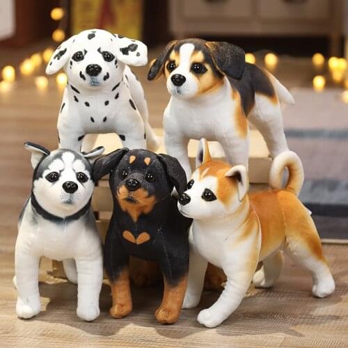Hot Real Life Husky Akita Rottweiler Animal Simulation Dog Plush Toys Lovely Dolls Stuffed Soft Toys for Kids Boys Xmas Gift