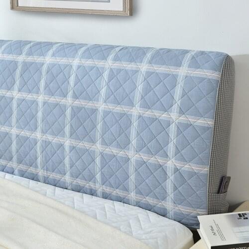 All-inclusive Bed Head Cover Plaid Thicken Quilted Headboard Stretch Dustproof Bedside Sofa Backrest Protection Slipcover