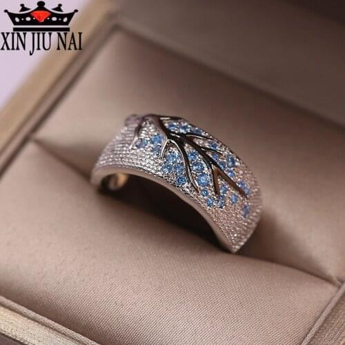Various colours Fashionable Unique Forest Leaves and Branches Embedded with Zircon Sapphire Ruby Lady Wide Ring Leisure Jewelry