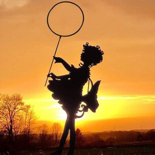 Girl Retro Metal Silhouette Sculpture Garden Memorial Sculpture Home Lawn Garden Decorative Art Sculpture